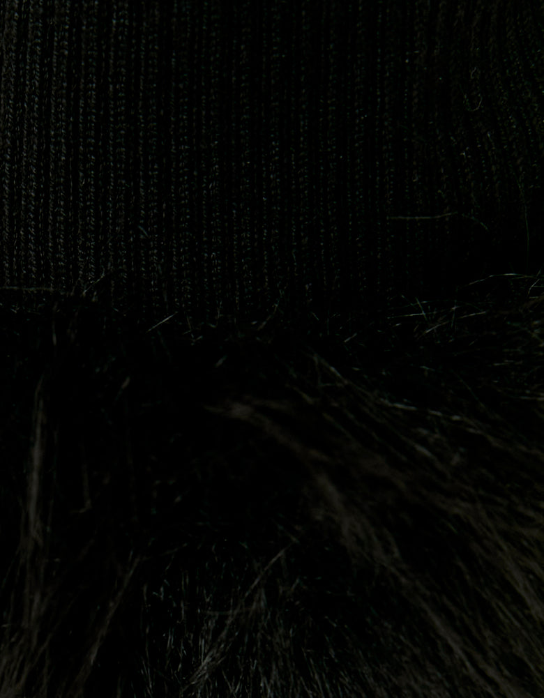 Knit Jumper with Faux Fur Details | Black