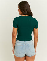 Tight Knit Cropped Top | Deep Green