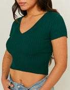Tight Knit Cropped Top | Deep Green