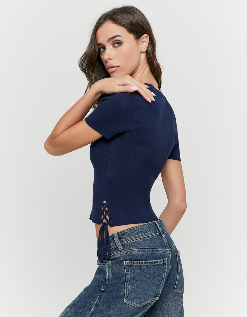 Cropped Cardigan | Navy