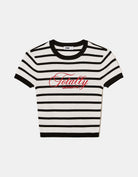 Knitted Top Short Sleeves | Black-Off White