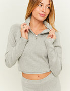 Cropped Zip Up Jumper | Grey