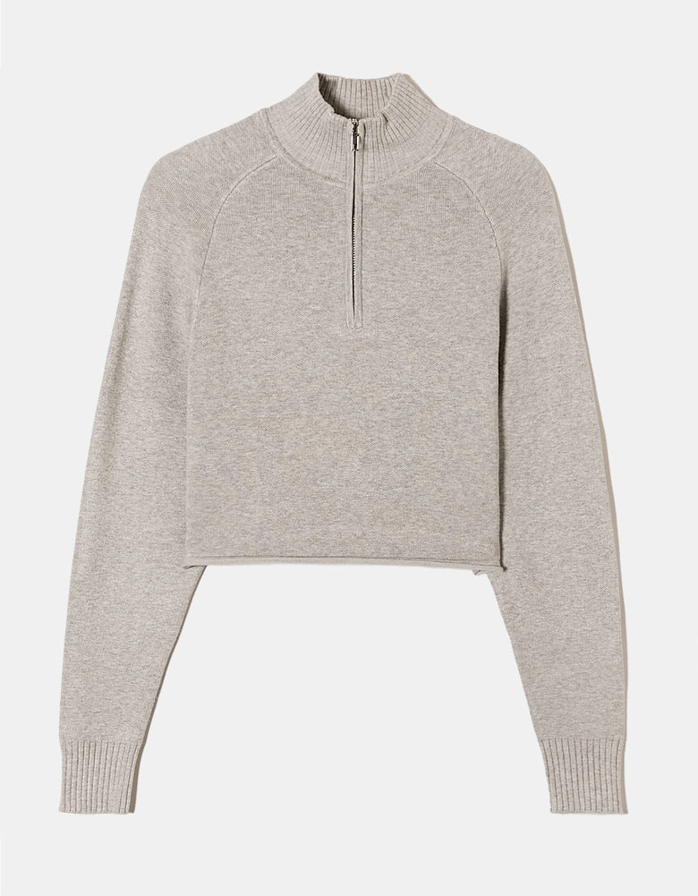 Cropped Zip Up Jumper | Grey