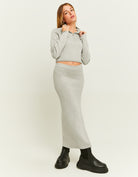 Cropped Zip Up Jumper | Grey