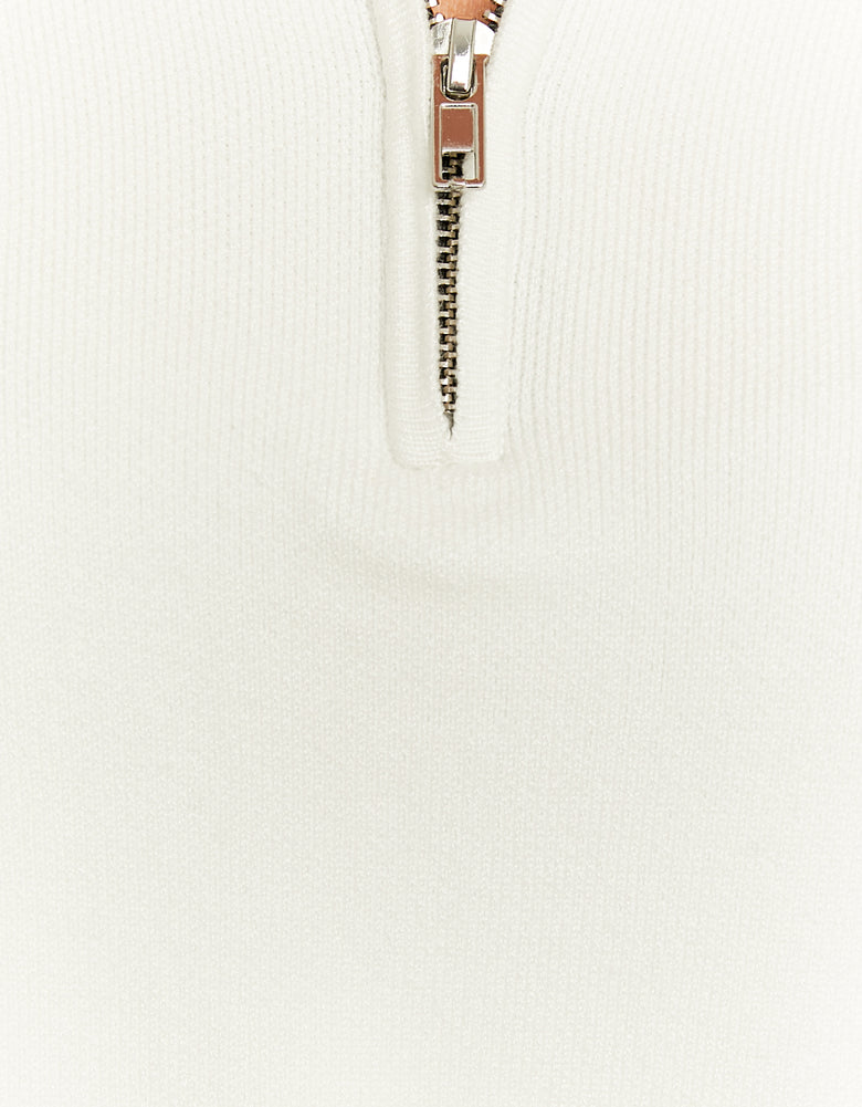 Cropped Zip Up Jumper | Off White