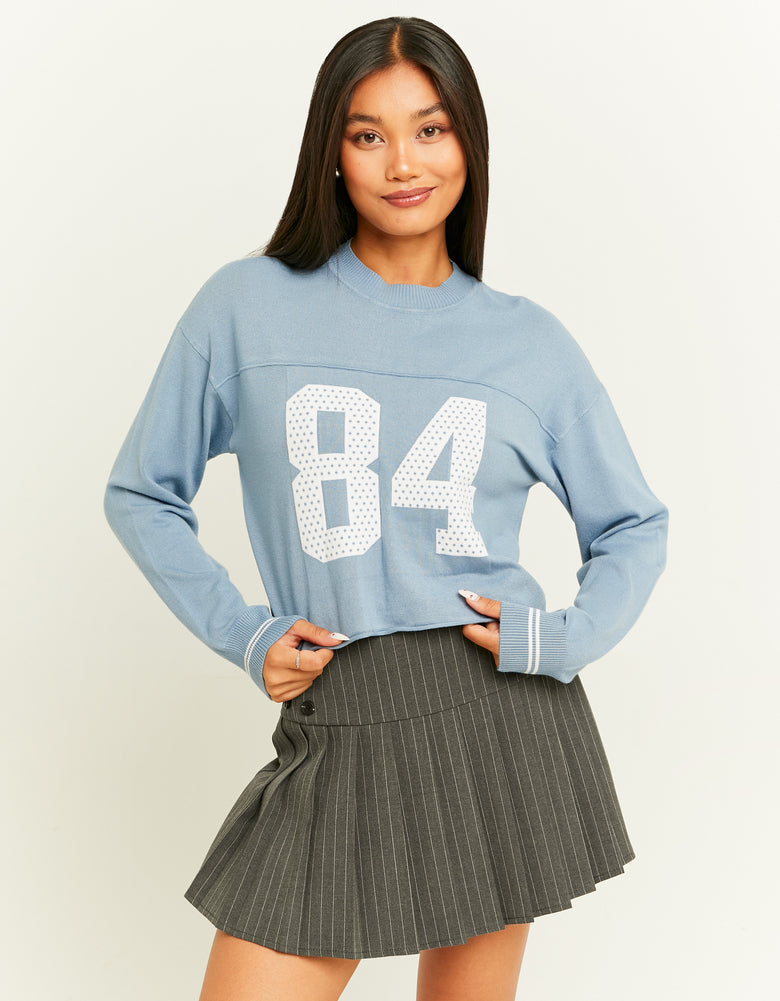Varsity Knit Jumper | Blue