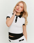 Polo Collar Top | Off White - Black