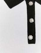 Polo Collar Top | Off White - Black