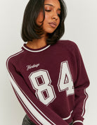 Knitted Sweater with Embroidery | Bordeau