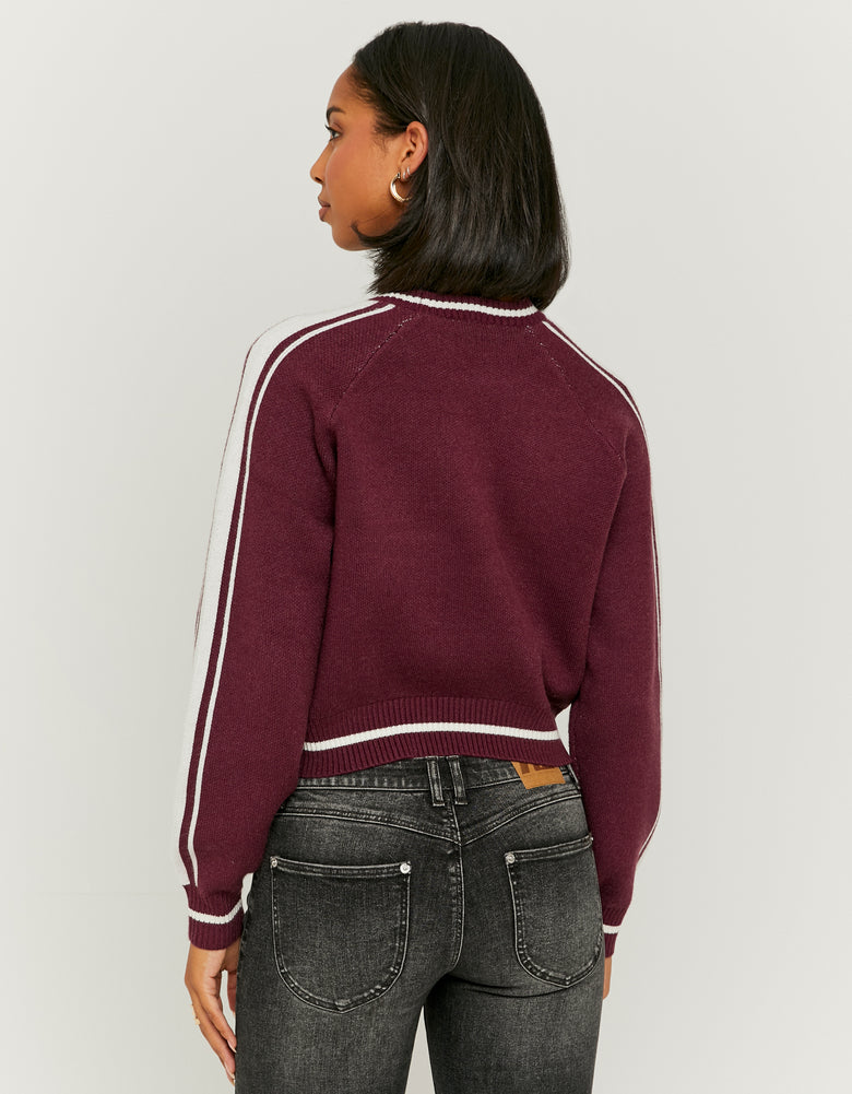 Knitted Sweater with Embroidery | Bordeau
