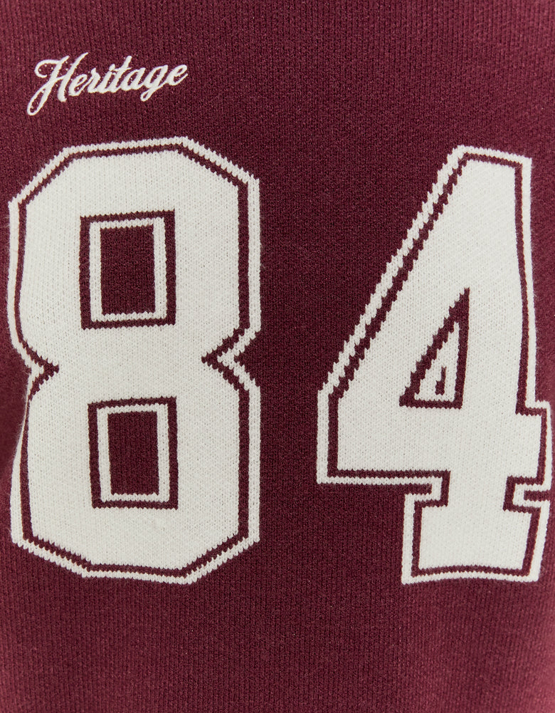 Knitted Sweater with Embroidery | Bordeau