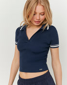 Striped Knit Top | Navy