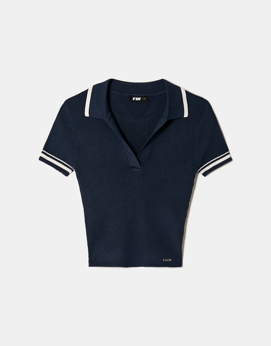 Striped Knit Top | Navy