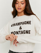 Knitted Jumper with Graphic Detail | Off White