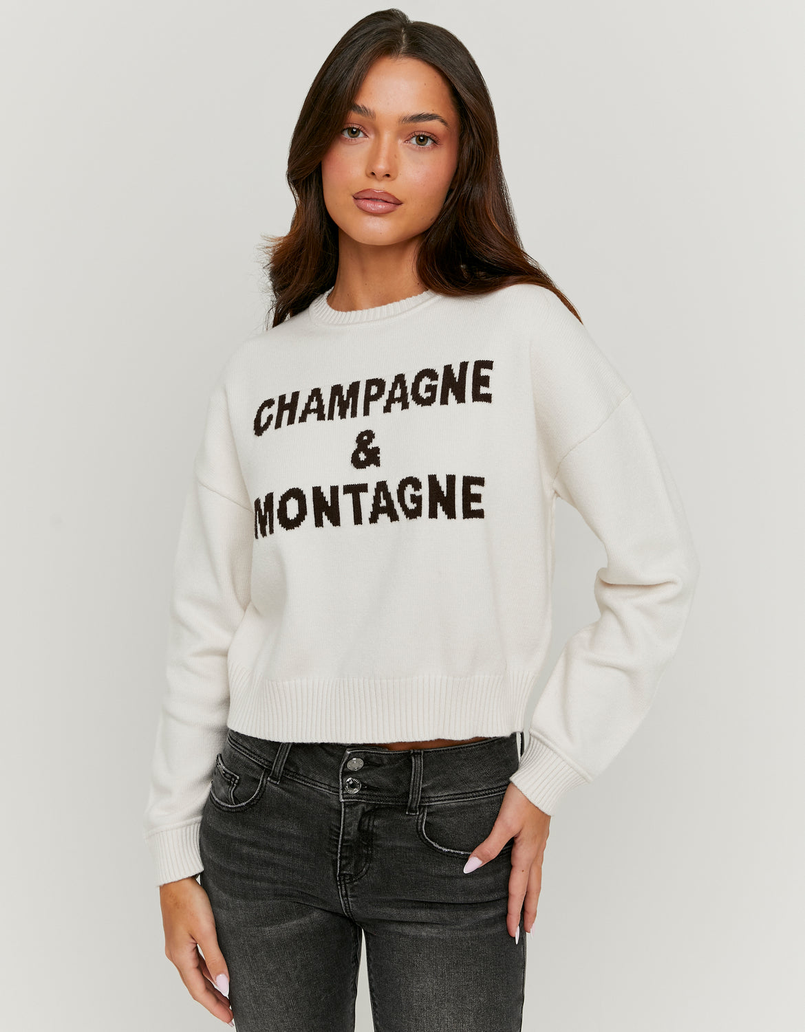 Knitted Jumper with Graphic Detail | Off White