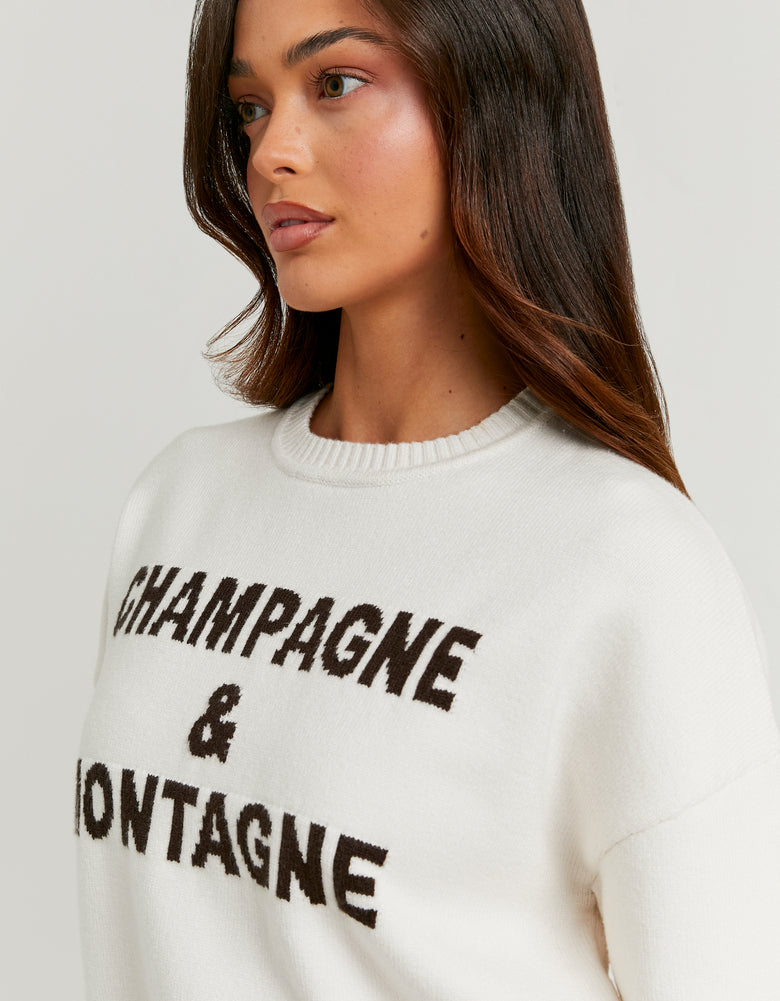 Knitted Jumper with Graphic Detail | Off White