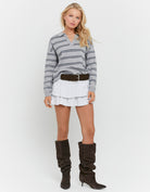 Polo Sweater | Grey Striped