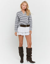 Polo Sweater | Grey Striped