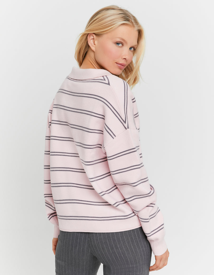 Polo Sweater | Pink Striped