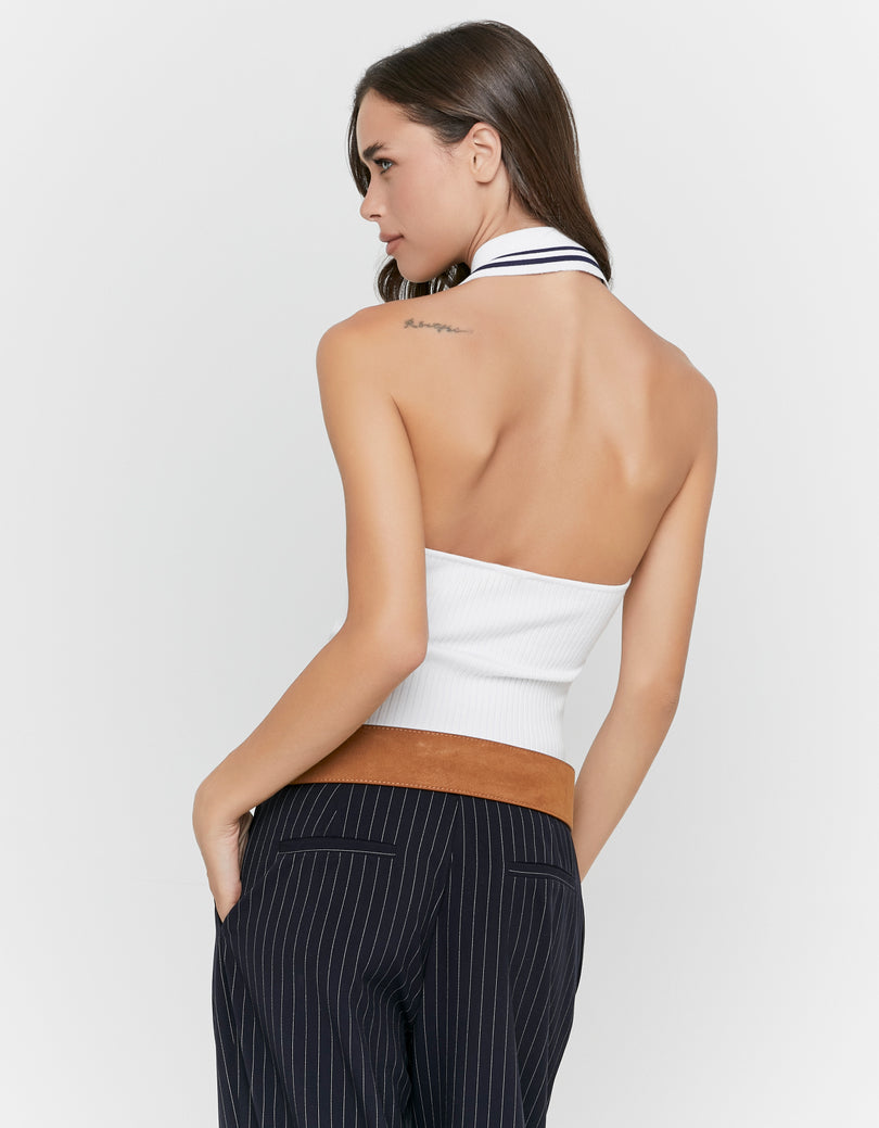 knitted Cropped Top | Off White