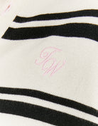 Cropped Jumper with Polo Neck | Off White - Striped