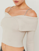 Knitted Jumper With Strass | Beige