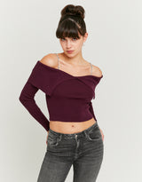 Knitted Jumper With Strass | Bordeau