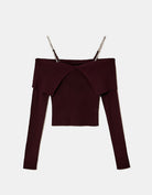 Knitted Jumper With Strass | Bordeau