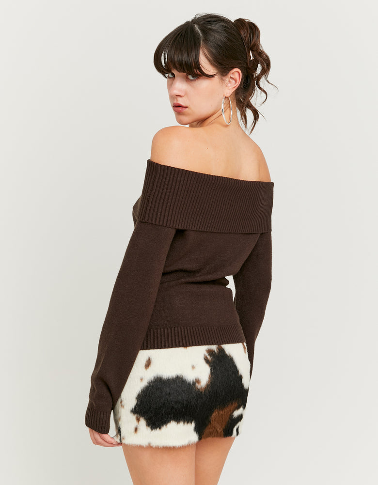 Off Shoulder Jumper | Brown