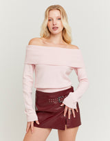 Off Shoulder Jumper | Pink