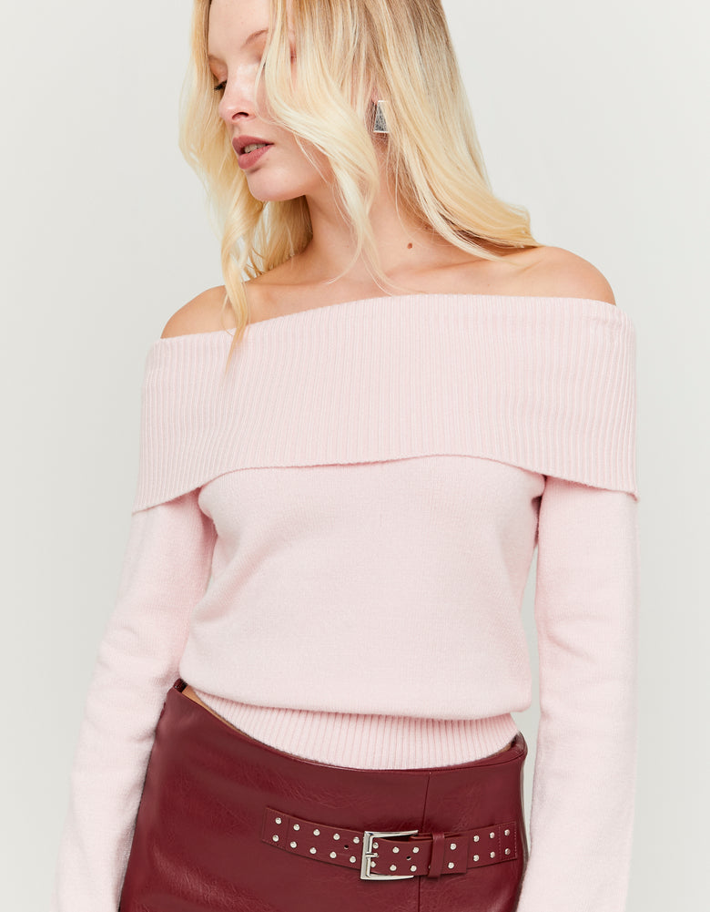 Off Shoulder Jumper | Pink