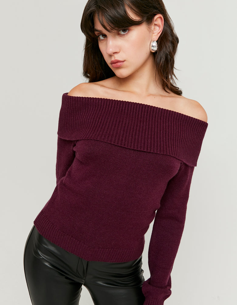 Off Shoulder Jumper | Bordeau