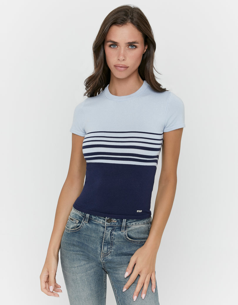 Knitted cropped top | Navy