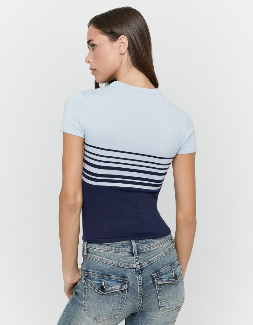 Knitted cropped top | Navy