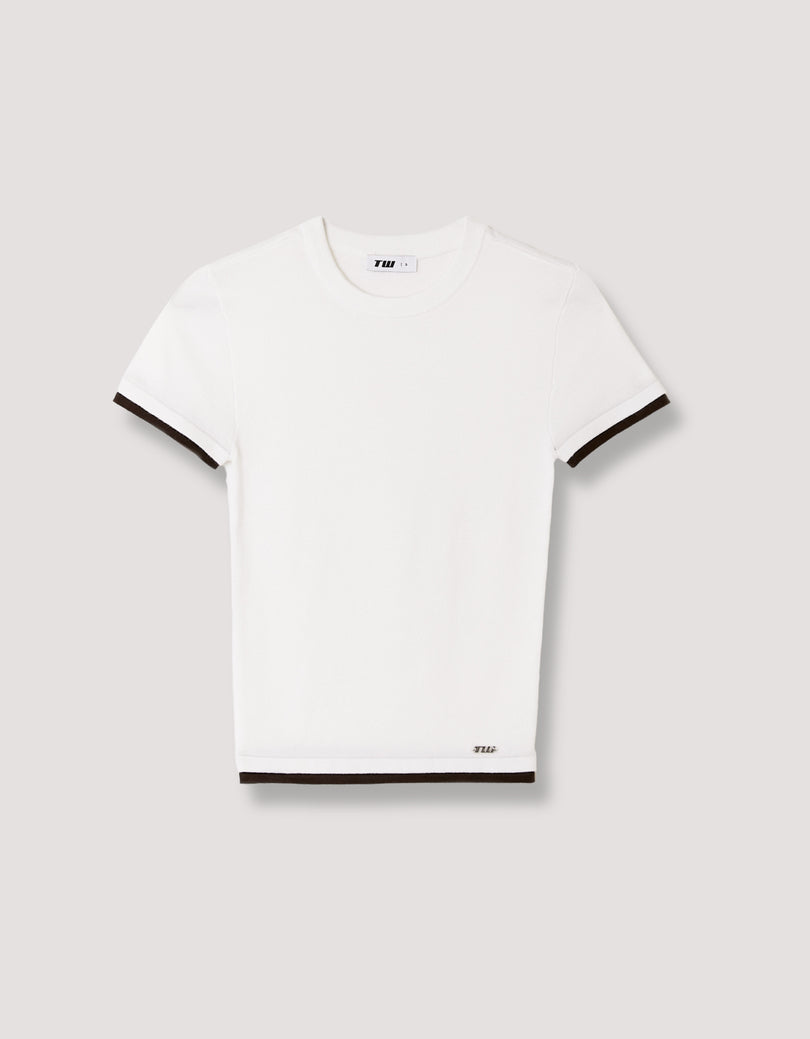 Knitted cropped top | White