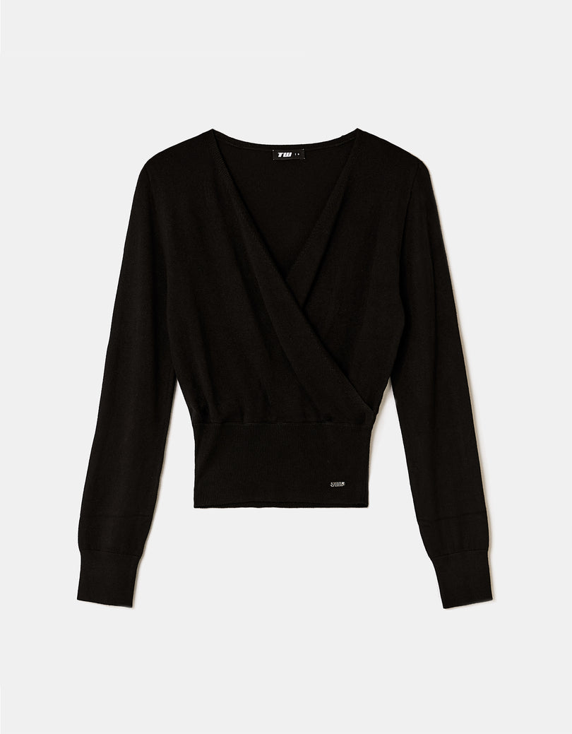 Wrap Knit Jumper | Black