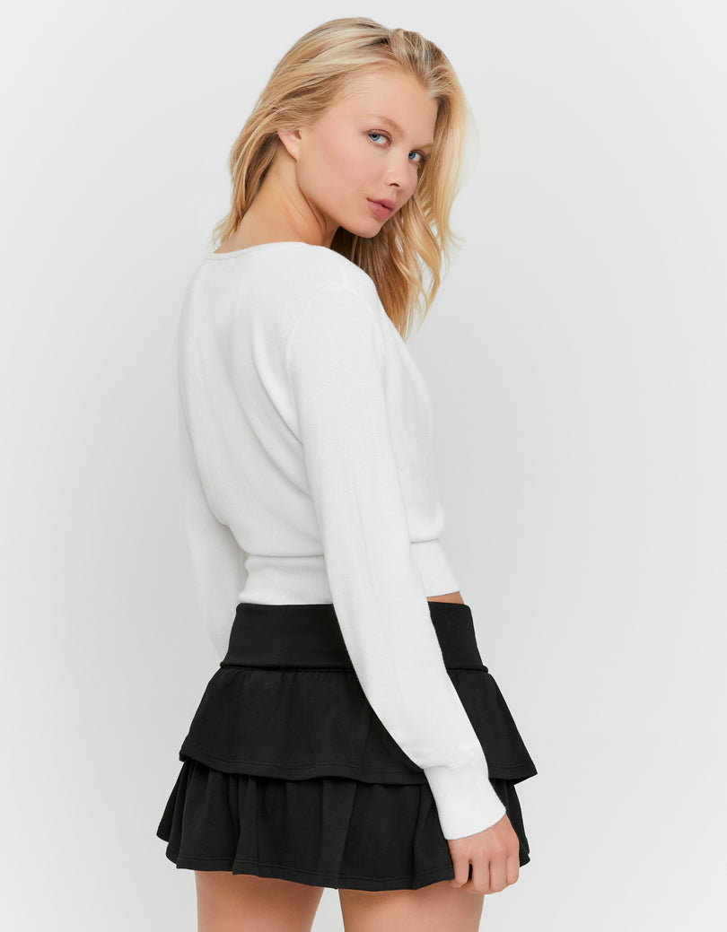Wrap Knit Jumper | White