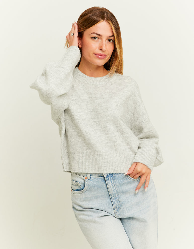 Cropped Basic Jumper | Grey