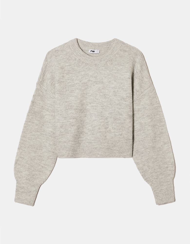 Cropped Basic Jumper | Grey