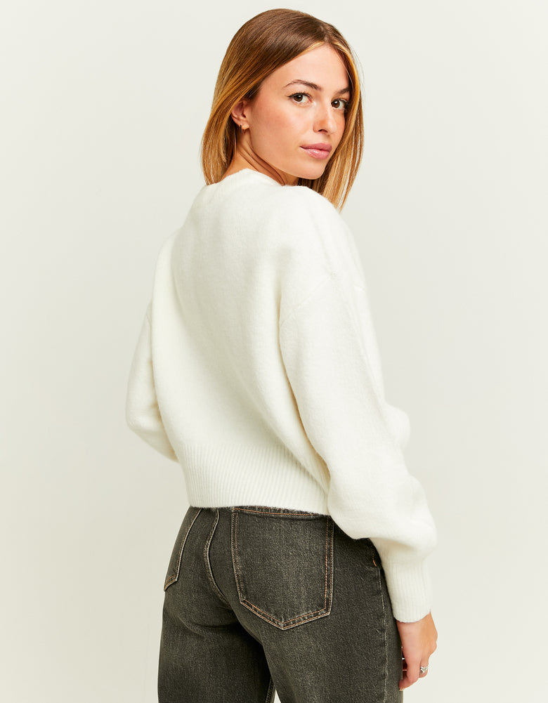 Cropped Basic Jumper | White