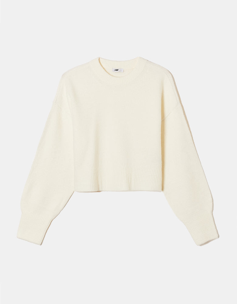 Cropped Basic Jumper | White
