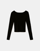 Knitted Jumper With Strass Chain | Black