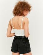 High Waist Belted Cargo Shorts | Black