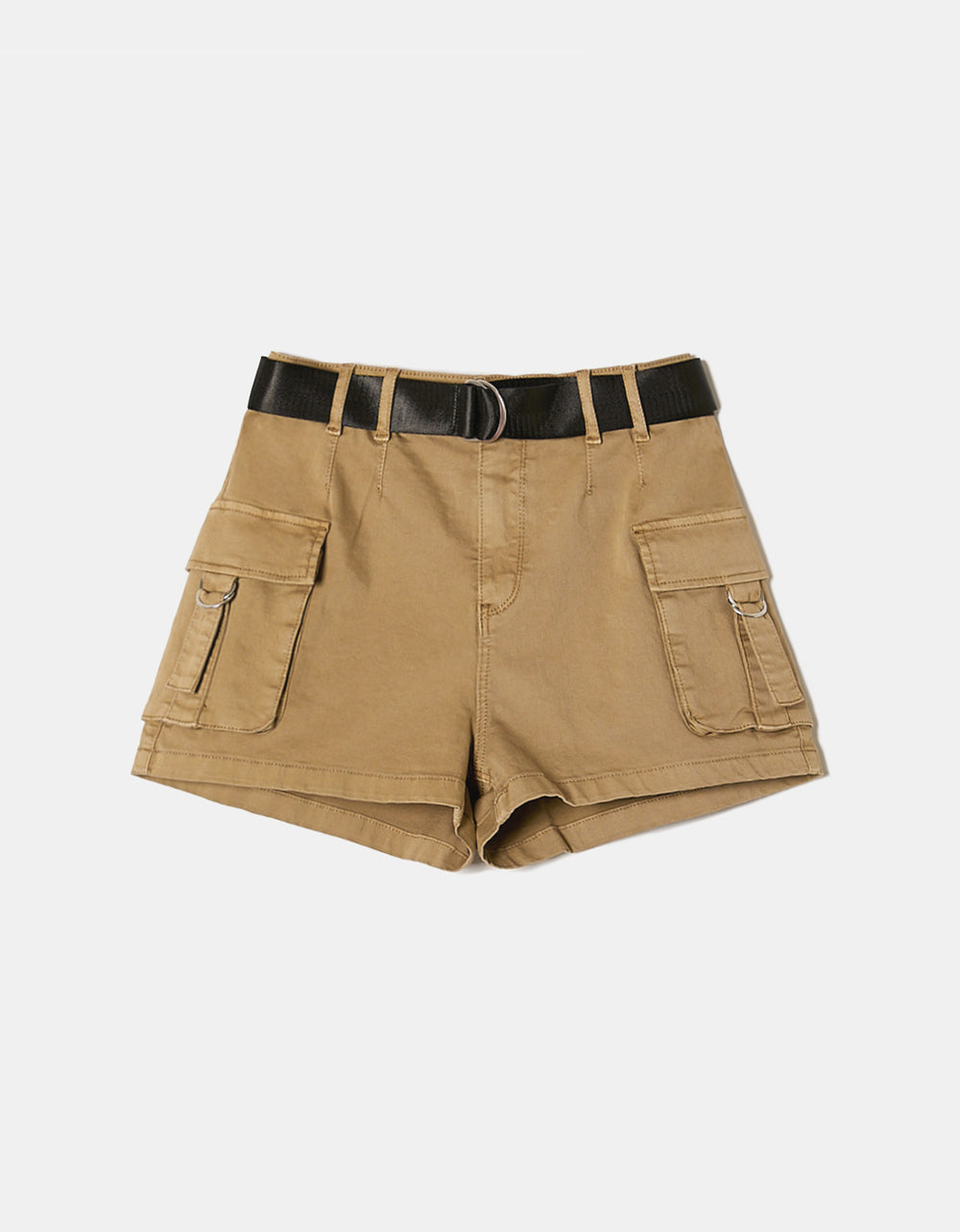High Waist Belted Cargo Shorts | Beige
