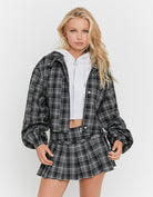 Pleated Mini Skort | Grey checked