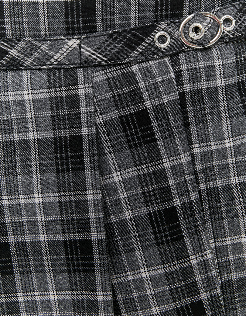 Pleated Mini Skort | Grey checked