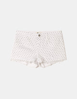 Mini Shorts with Rhinestones | White