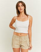 Low Waist Mini Cargo Shorts | Beige