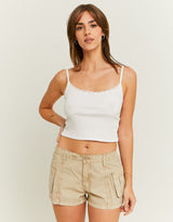 Low Waist Mini Cargo Shorts | Beige