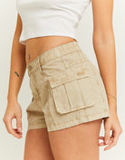 Low Waist Mini Cargo Shorts | Beige